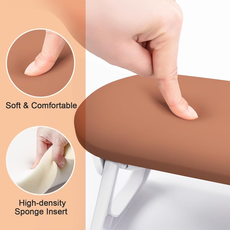 Subay Arm Rest for Nails Tech, Foldable PU Leather Nail Hand Rest for Hand Holder, Arm Rest Pillow Stand with Nail Art Table Mat for Manicure, Nail Art Accessories Tool for Salon Home Use - Caramel - Image 5